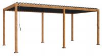 MI Pergola 111 DELUXE Lamellen-Dach 11 cm Alu-Gestell Woodlook 3x6m